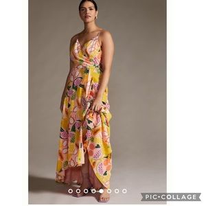 Anthropologie Hutch Watermelon Dress NWT XL Tropical Colorful Wrap Maxi